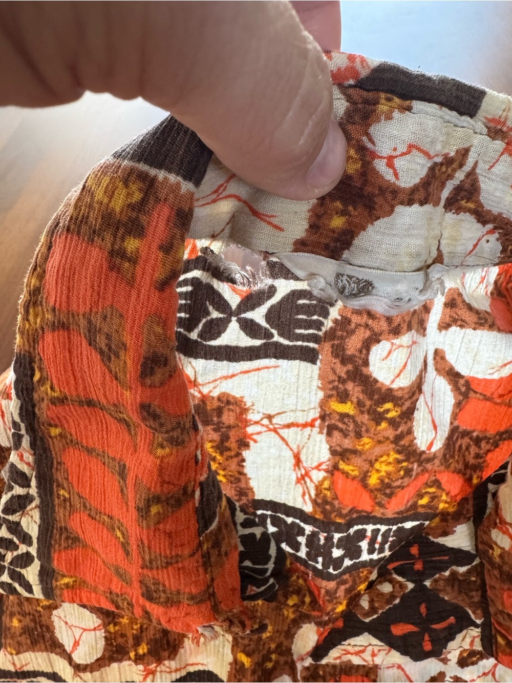 Vintage 70s Tiki Hawaiian Shirt XL XXL Tropical Barkcloth Style Camp Collar - Picture 7 of 15